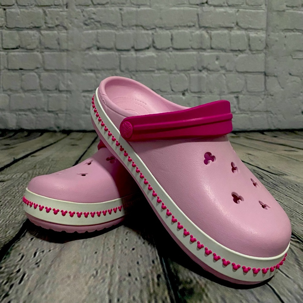 Crockpot Crocband Mickey Pink Clogs Size 3